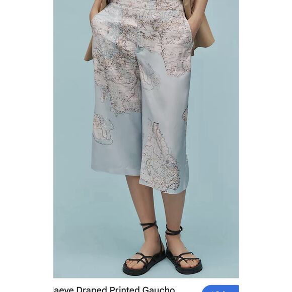 NEW Anthropologie Maeve Draped Printed Gaucho Pants Size 16 Tall - Picture 1 of 8